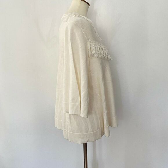 Kate Spade Womens Fringe Pullover Sweater Wool Blend White L Large - Picture 4 of 8